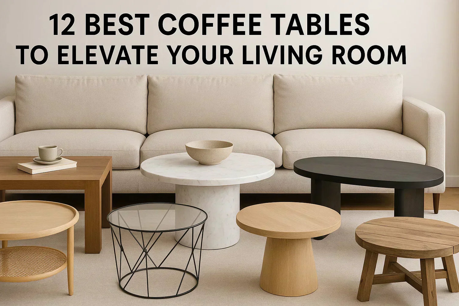 Modern coffee tables for living room with sofa, wood, marble, and glass designs