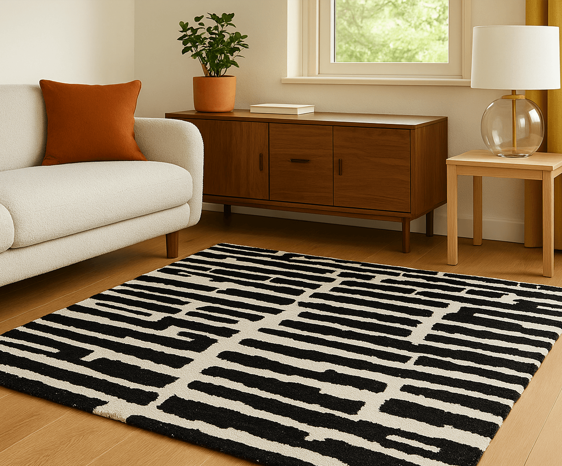 Classic floral area rug with beige, rust, and blue tones, ornate border, and central medallion design