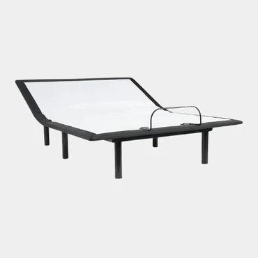 Modern black adjustable bed frame with head and foot elevation, sleek design for contemporary bedrooms