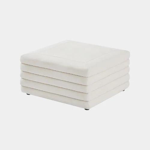 Cream square ottoman with layered cushion design, modern home decor
