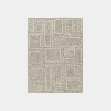 Modern geometric area rug in neutral tones for living room or bedroom decor