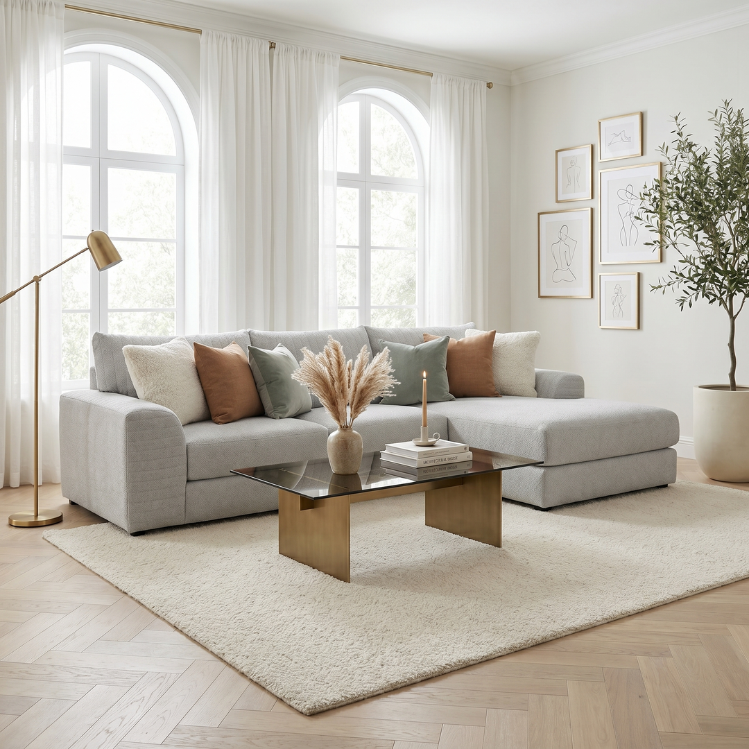 Viking Dove Sectional with Chaise - lifestyle room setting