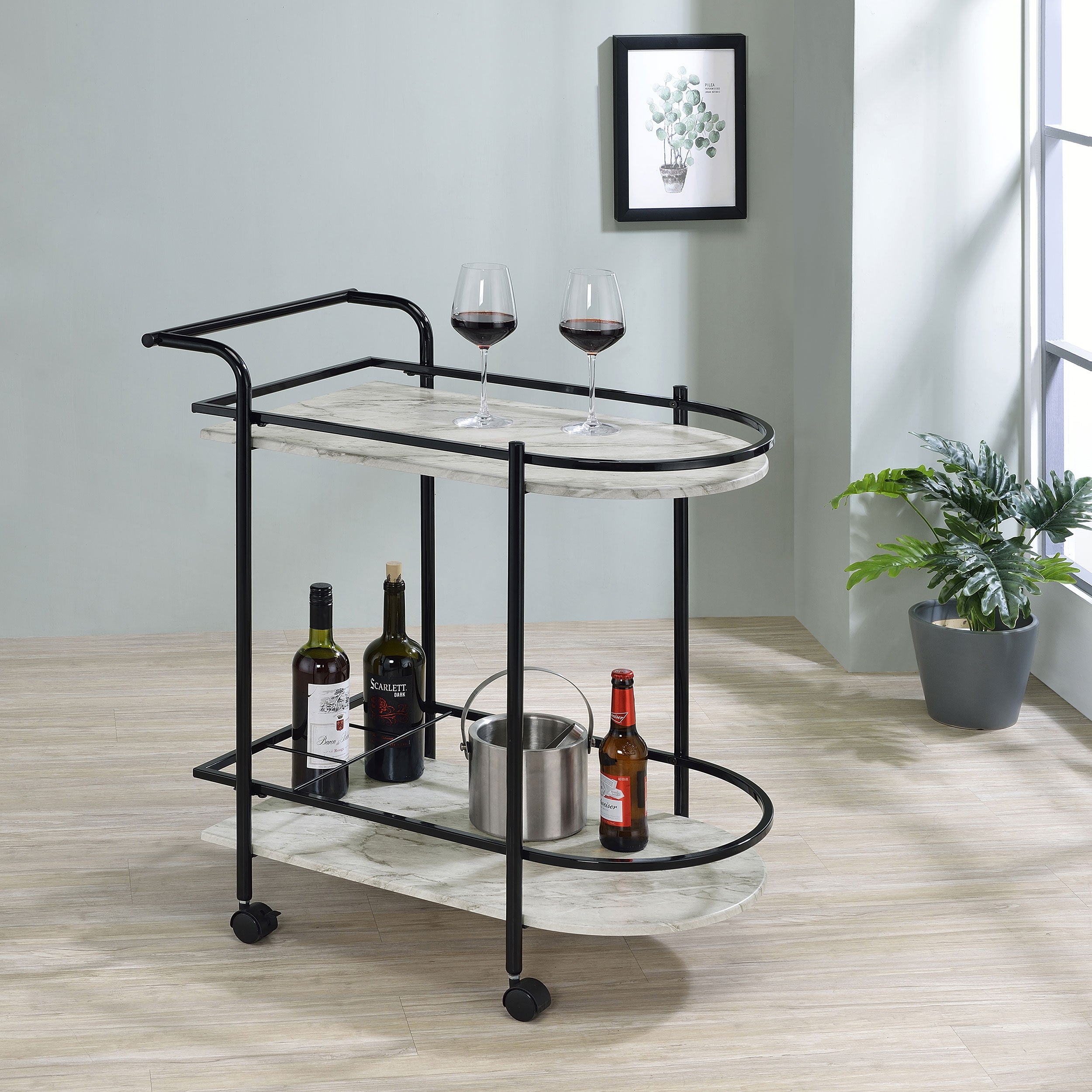 Desiree 2-tier Bar Cart with Casters - Dream Decor