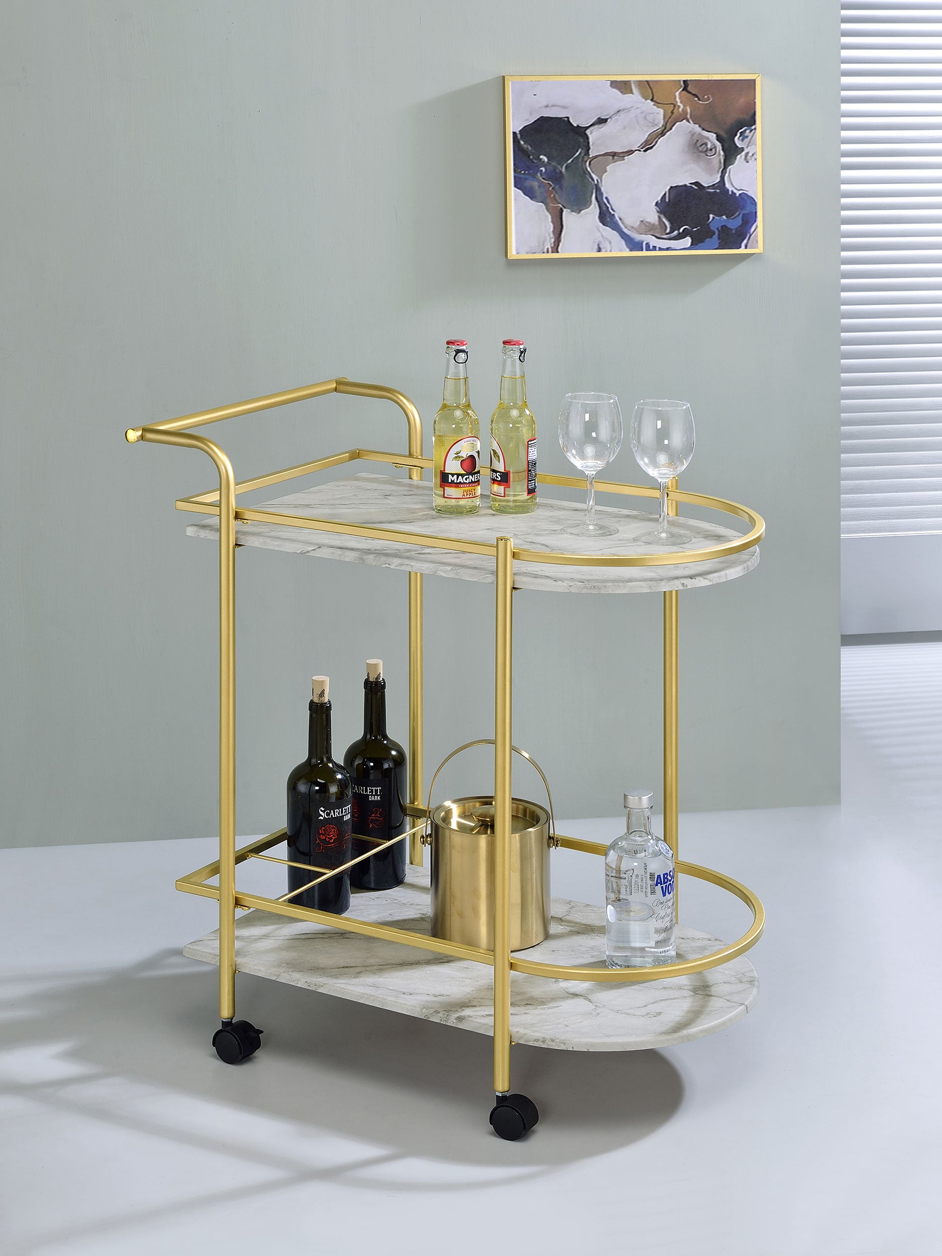 Desiree 2-tier Bar Cart with Casters - Dream Decor