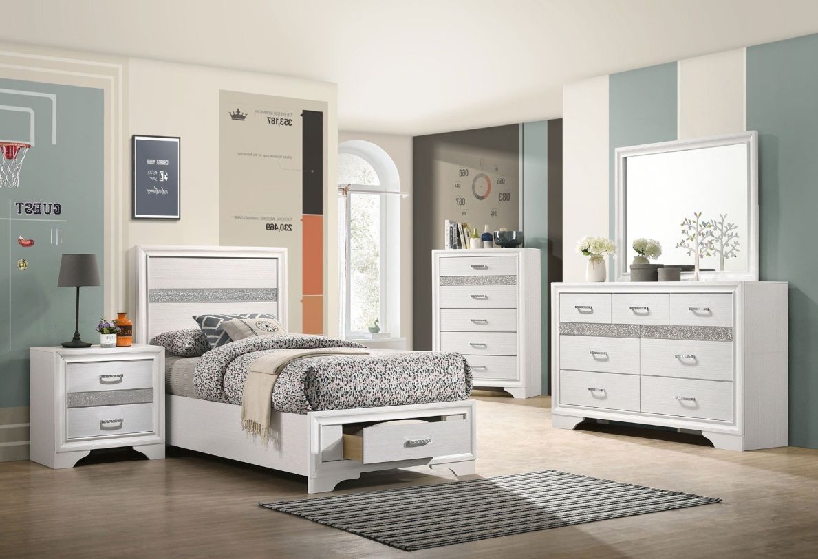 Miranda White Platform Storage Bedroom — bedroom furniture set — Dream Decor Springfield, MA