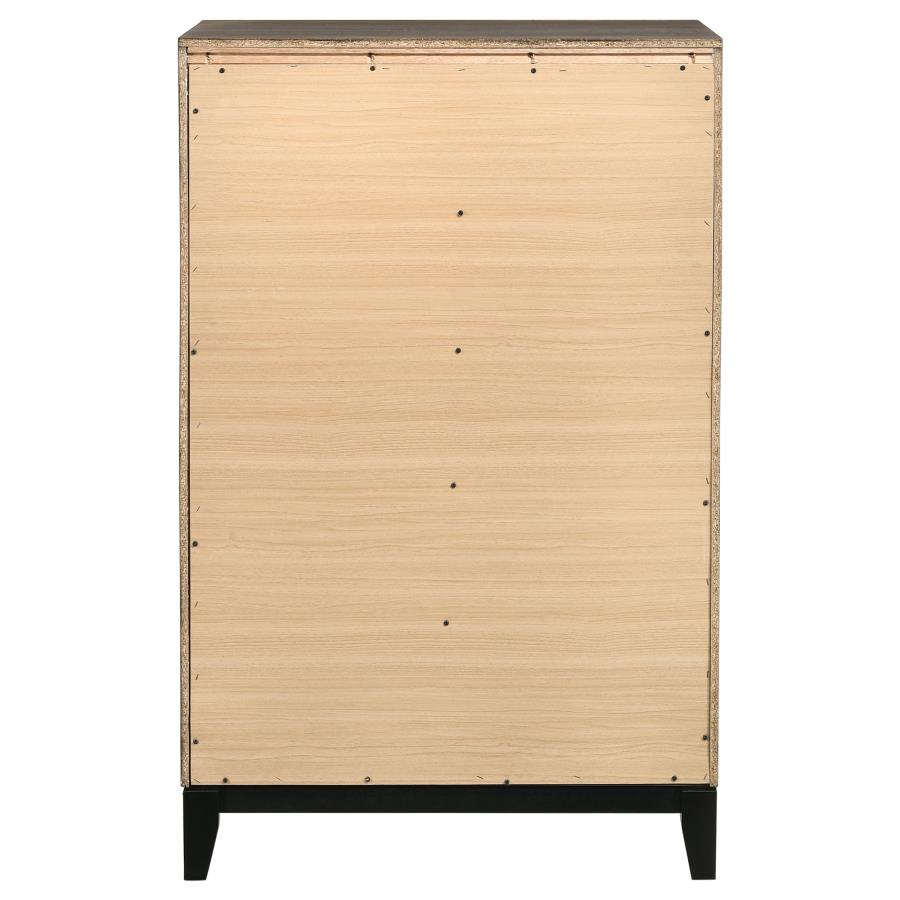 Cómoda Watson de 5 cajones en roble gris y negro