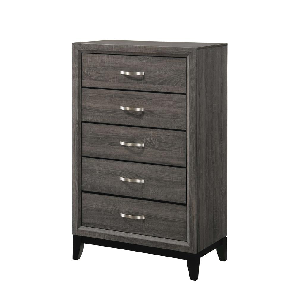 Watson 5-drawer Chest Grey Oak and Black - Dream Decor