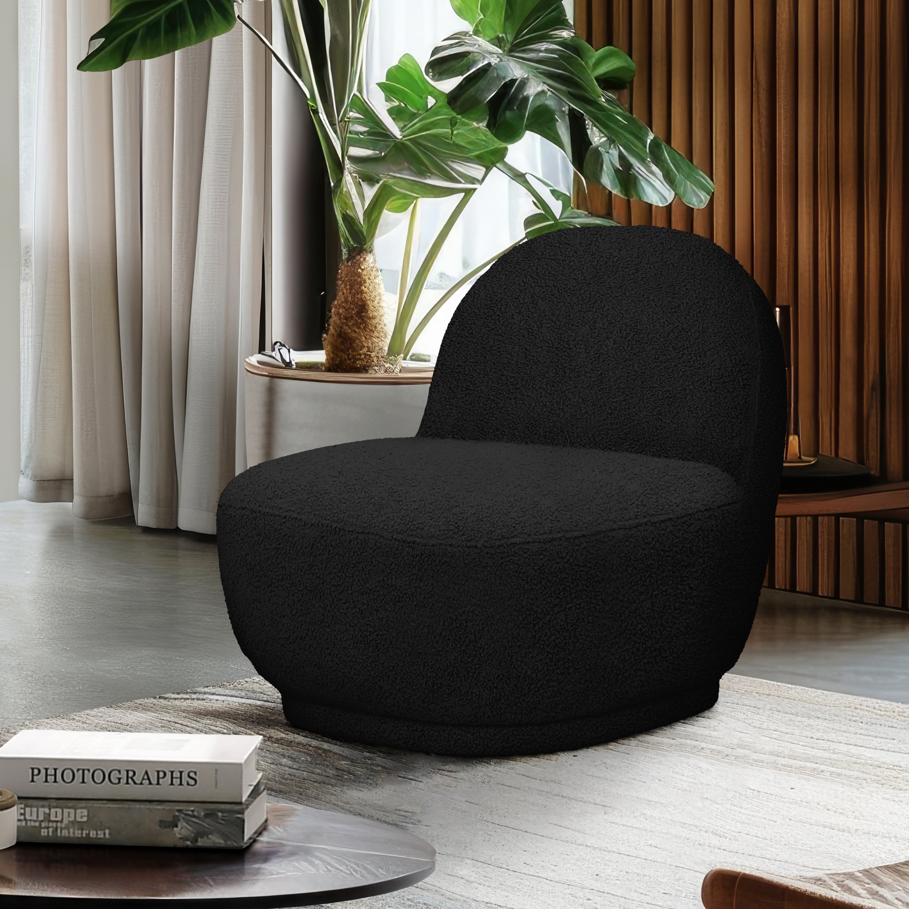 Meridian Curved Swivel Black Chair - Dream Decor