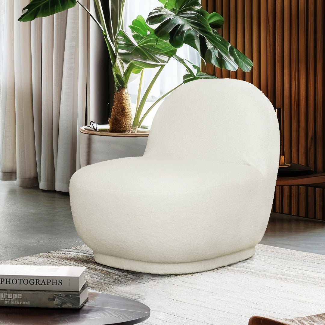 Meridian Curved Swivel White Chair - Dream Decor