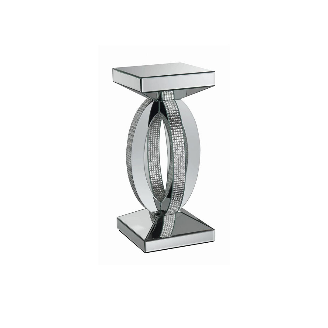 Amalia Square End Table with Lower Shelf Clear Mirror - Dream Decor