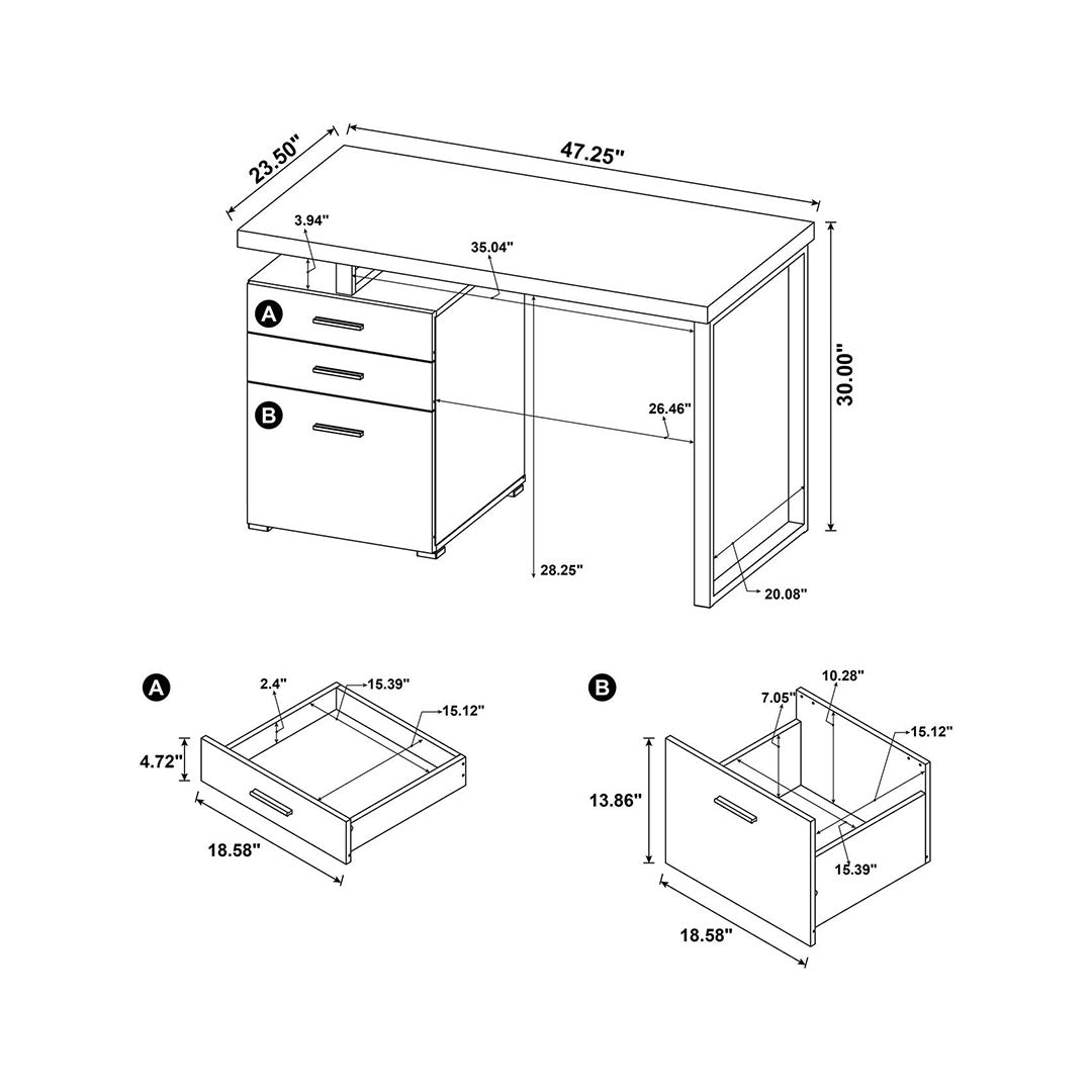 Brennan 3-drawer Office Desk