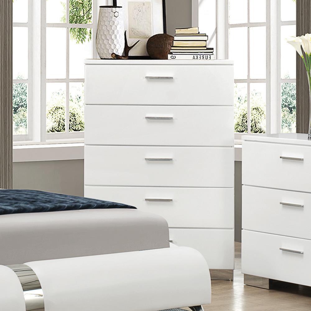 Felicity 5-drawer Chest Glossy White - Dream Decor