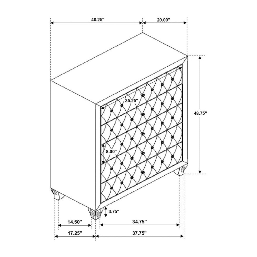 Cómoda rectangular Deanna de 5 cajones