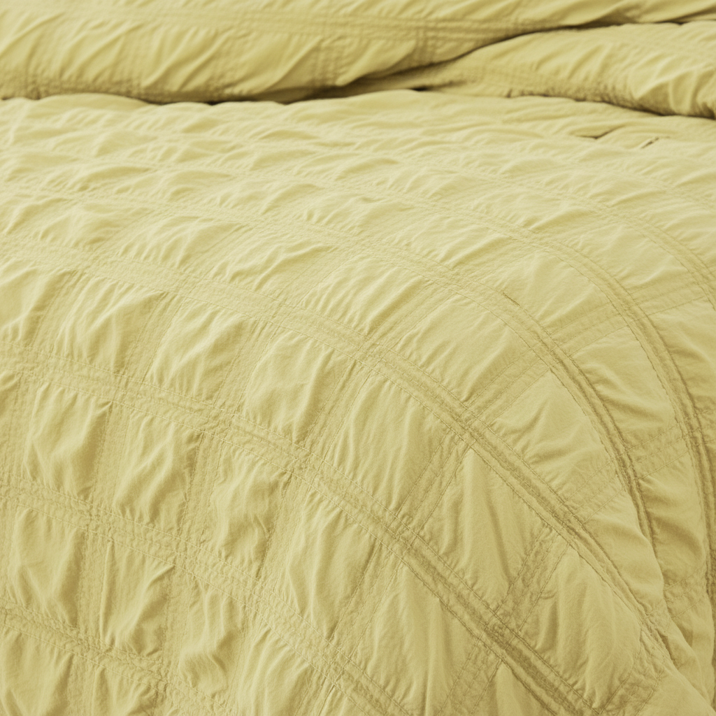 Juego de edredón de 4 piezas Eliza Seersucker, tamaño queen, amarillo
