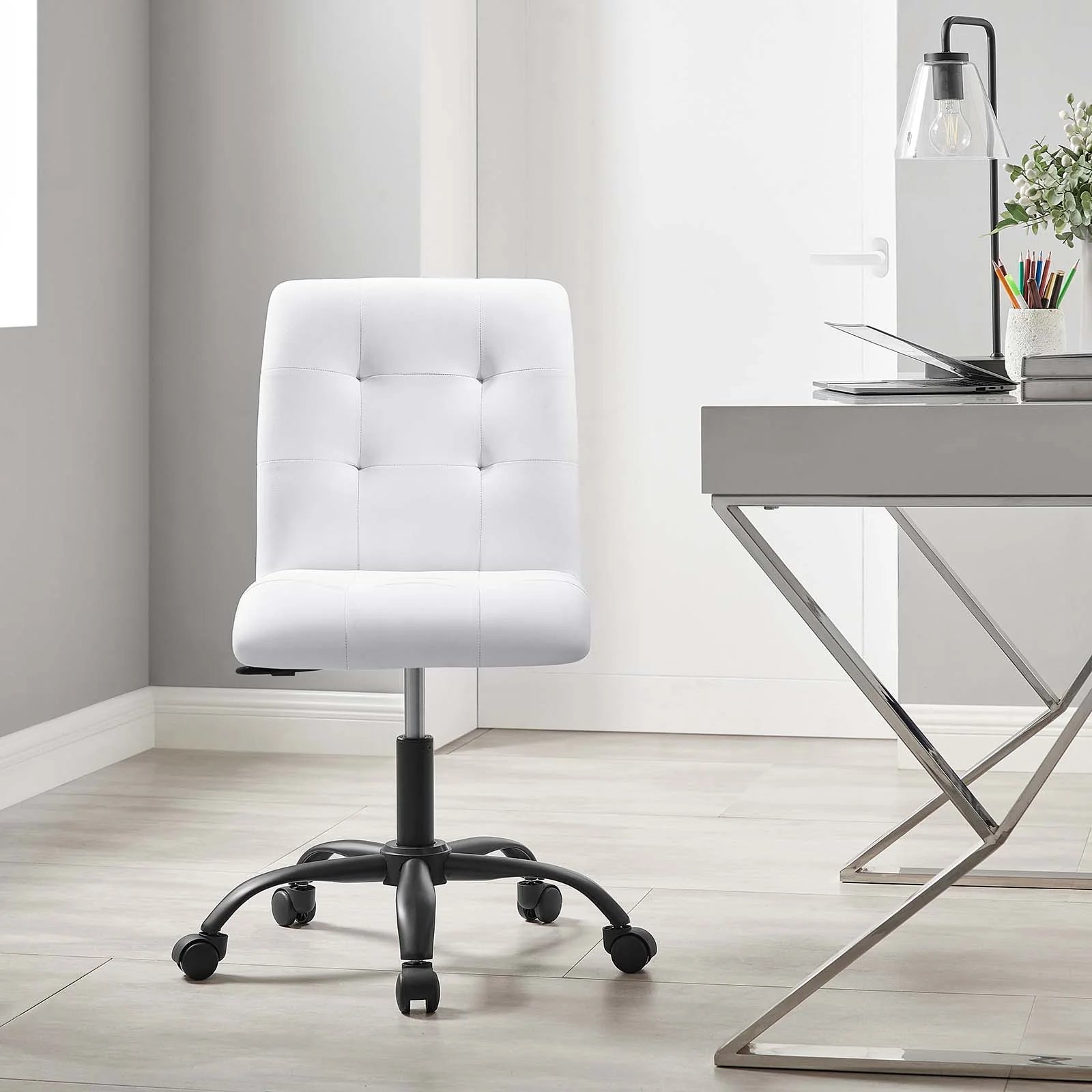 Ripple Armless Vegan Leather Office Chair - Dream Decor