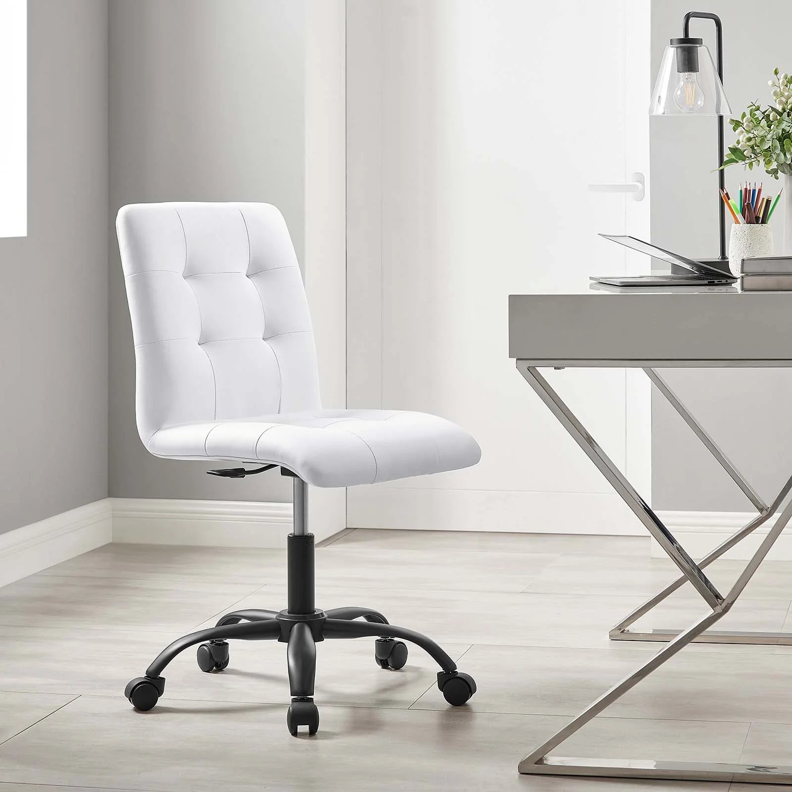 Ripple Armless Vegan Leather Office Chair - Dream Decor