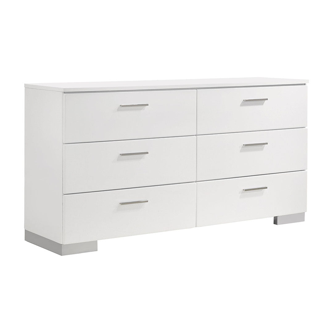 Felicity 6-drawer Dresser Glossy White - Dream Decor