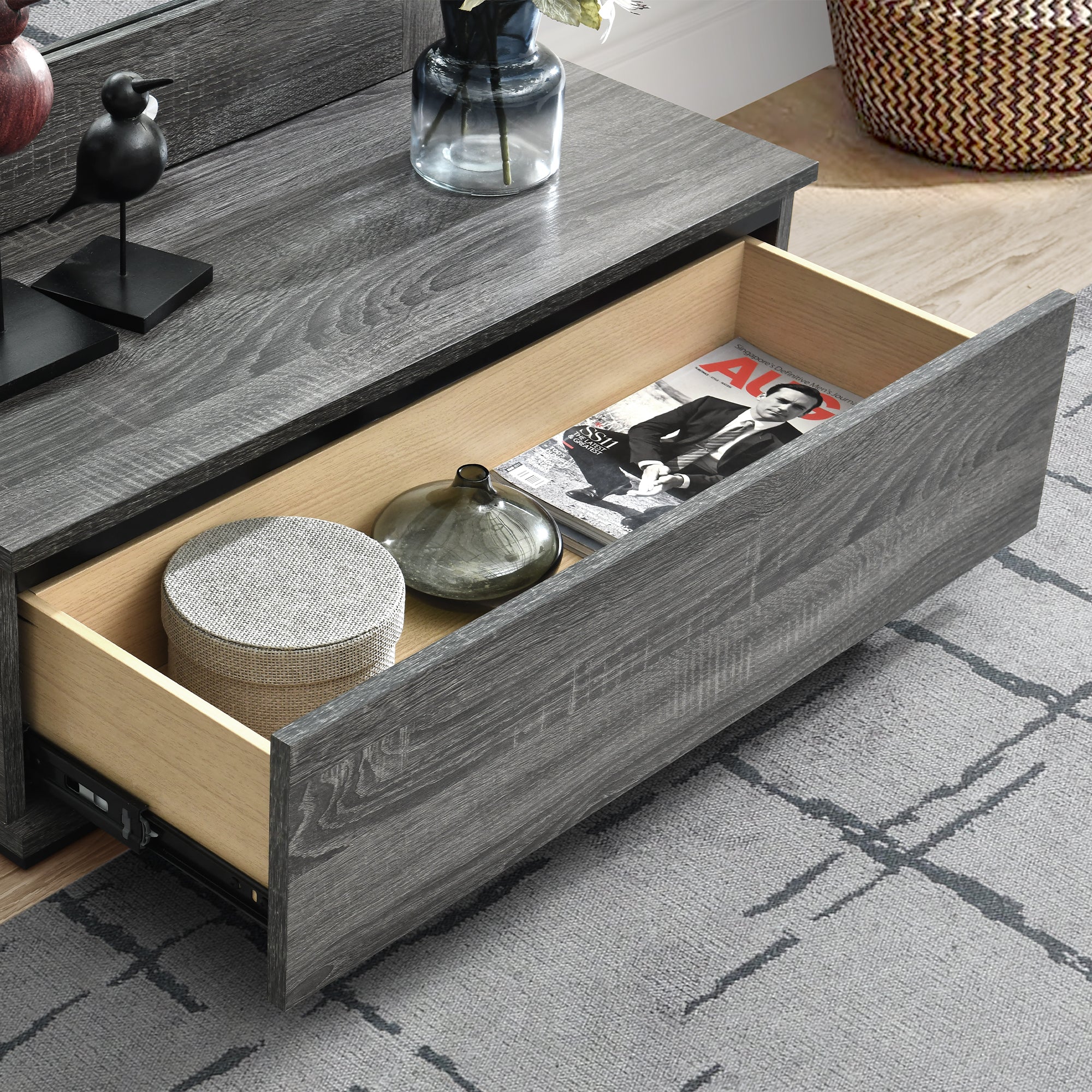 Lexi Tall Mirror with Drawer and Speakers