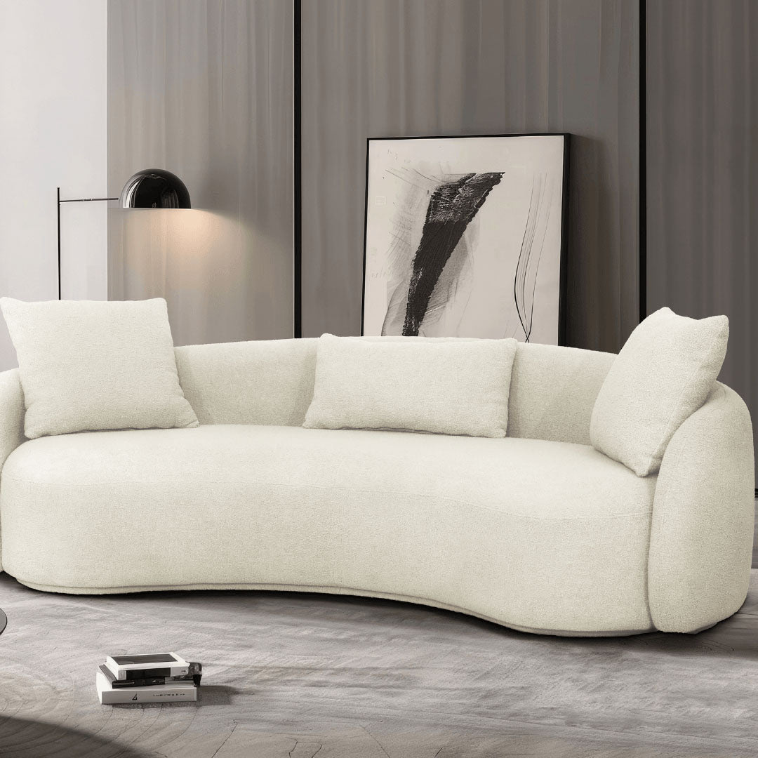 White Meridian Curved Sofa