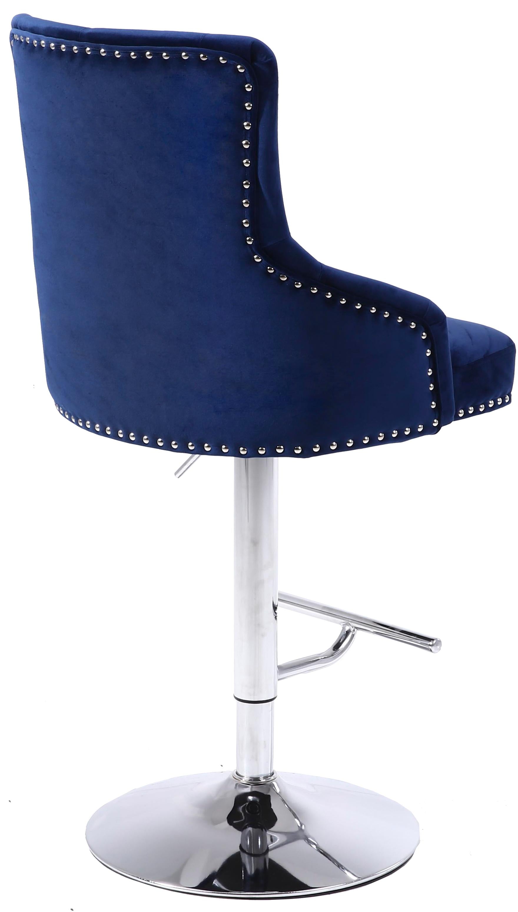 Claude Navy Velvet Adjustable Stool - Dream Decor