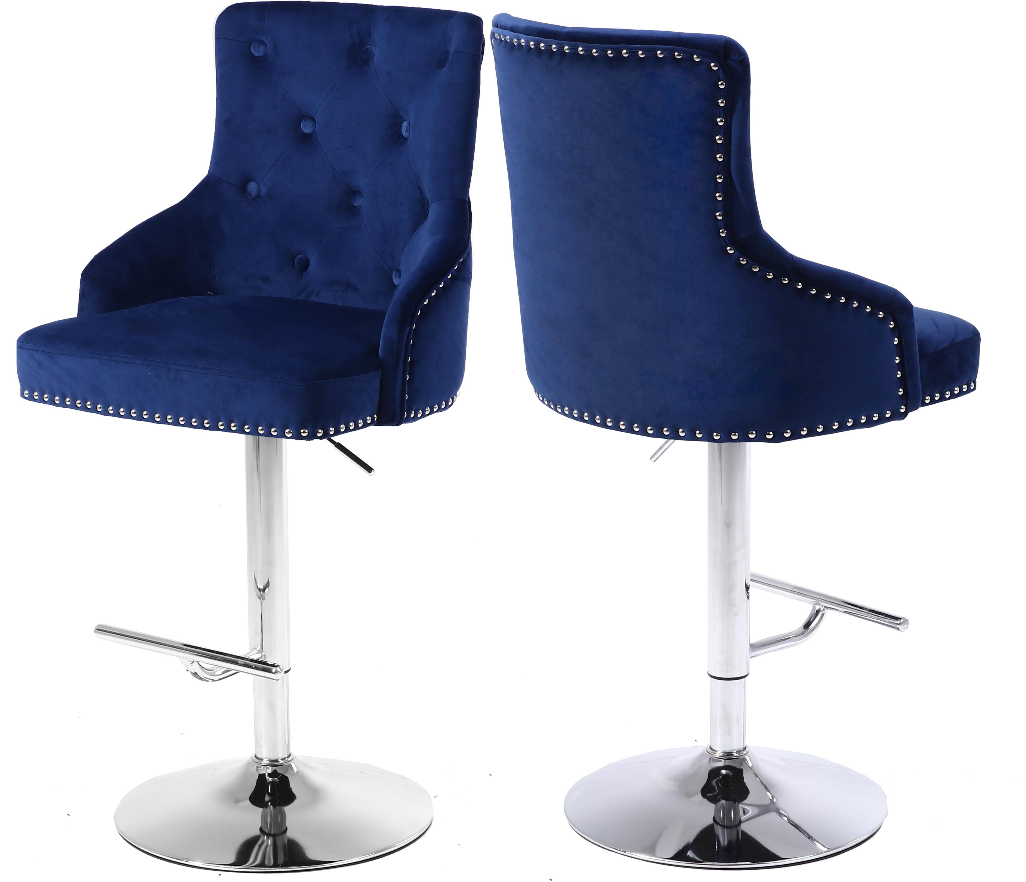 Claude Navy Velvet Adjustable Stool - Dream Decor
