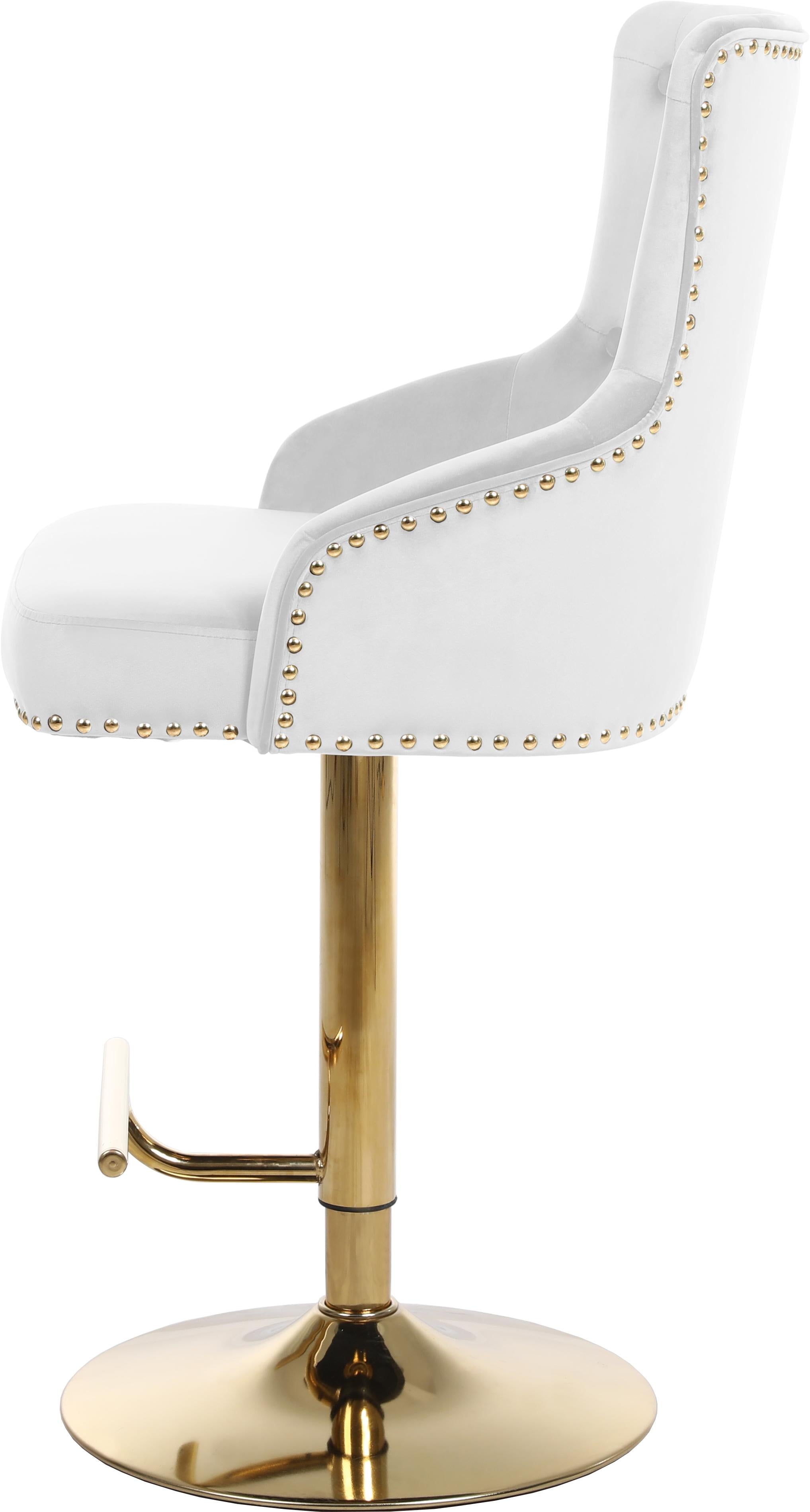 Claude White Velvet Adjustable Stool - Dream Decor