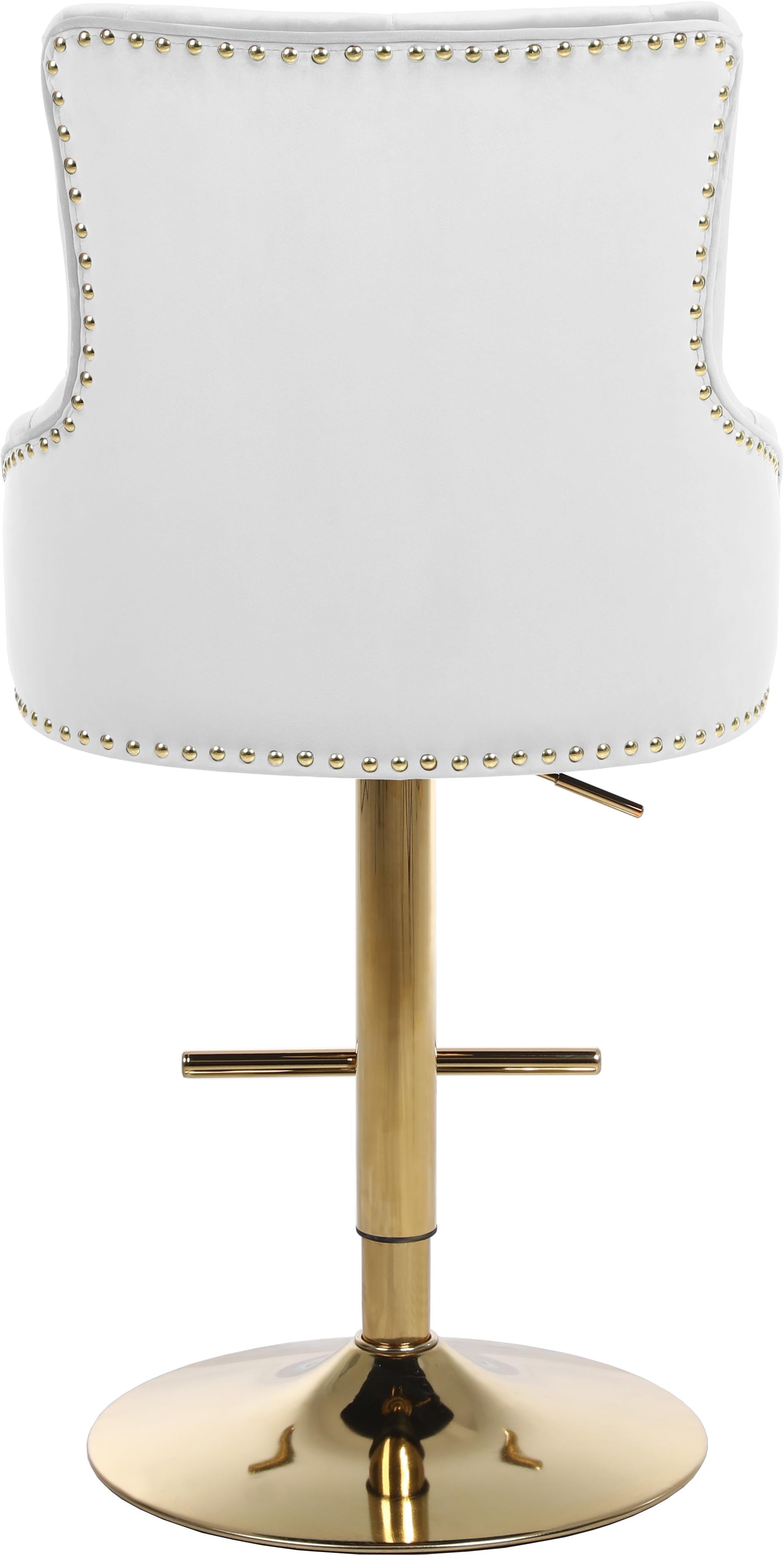 Claude White Velvet Adjustable Stool - Dream Decor