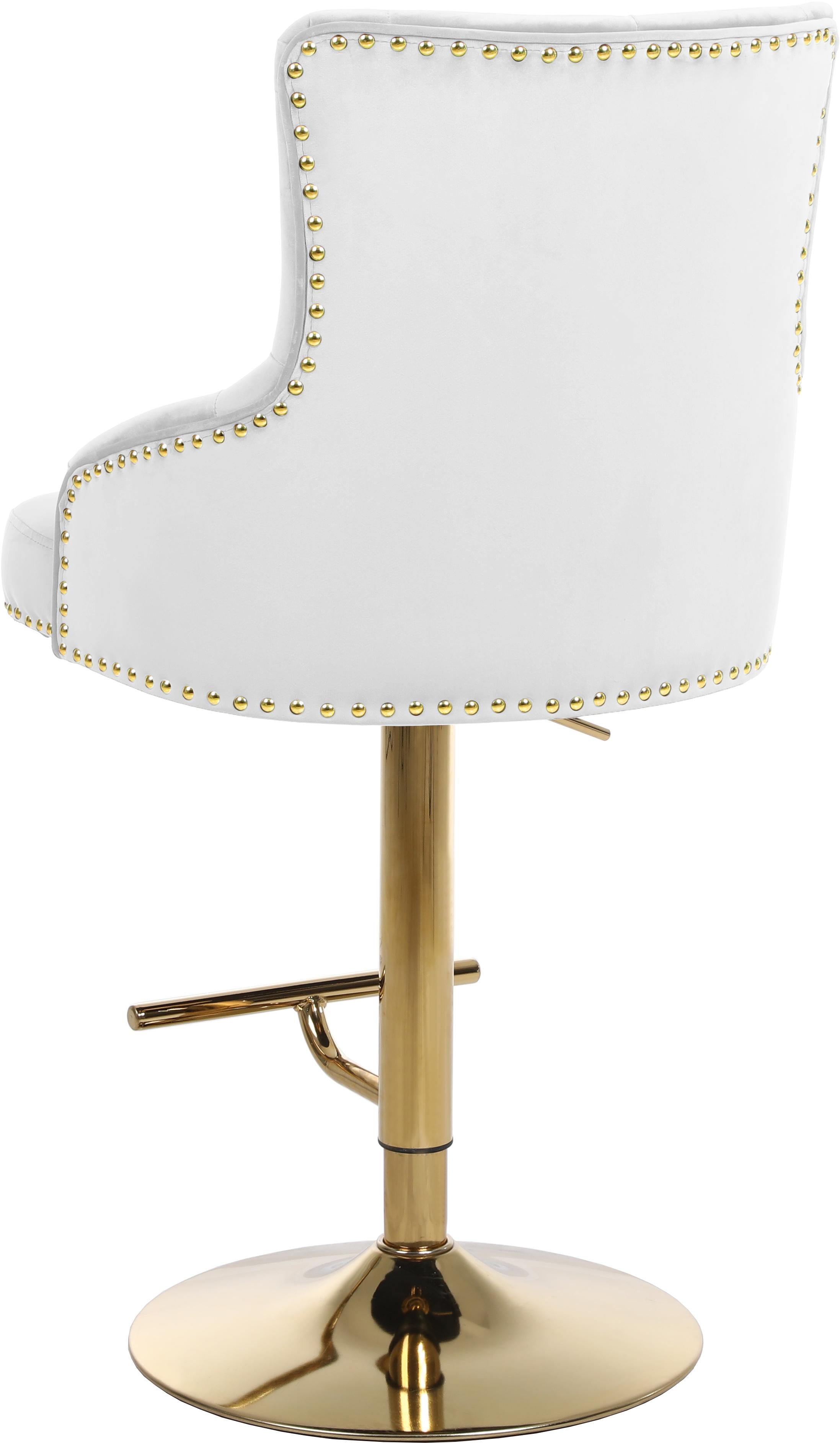 Claude White Velvet Adjustable Stool - Dream Decor