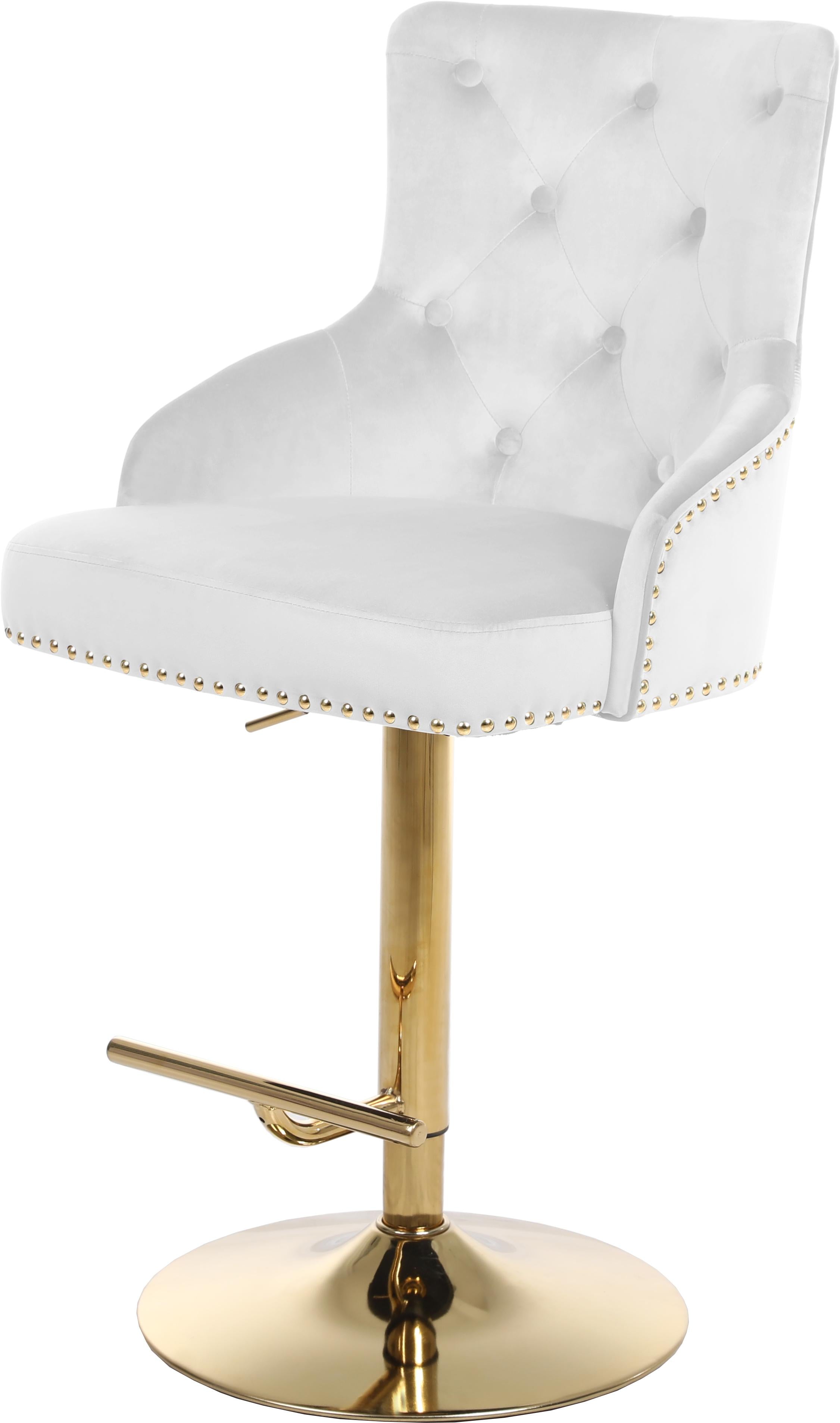 Claude White Velvet Adjustable Stool - Dream Decor