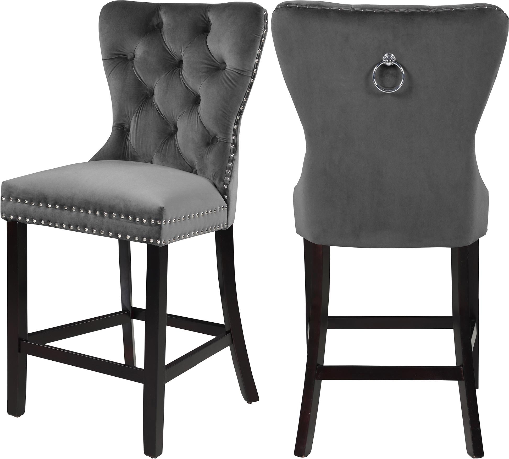 Nikki Grey Velvet Stool - Dream Decor