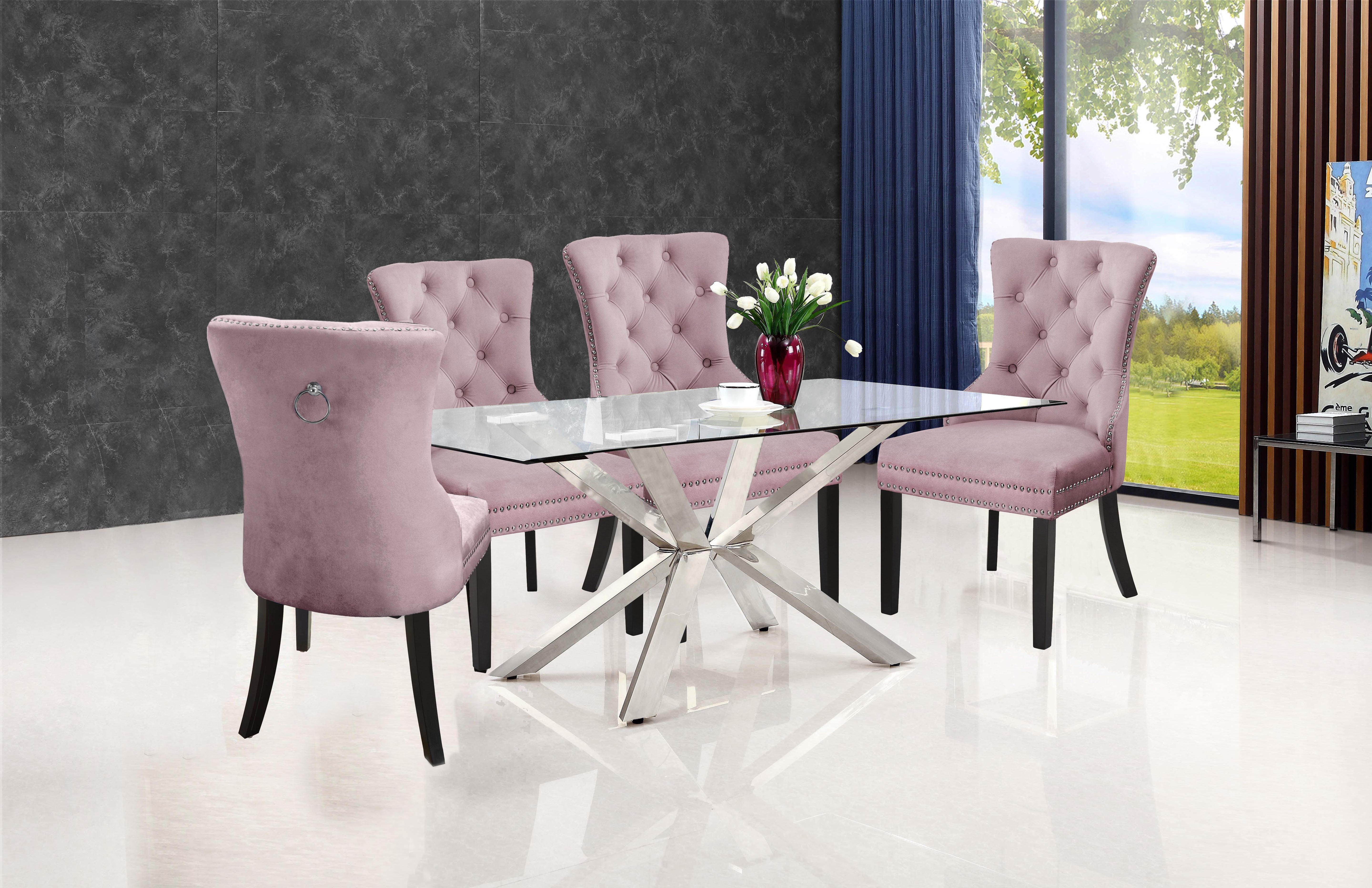 Nikki Pink Velvet Dining Chair - Dream Decor