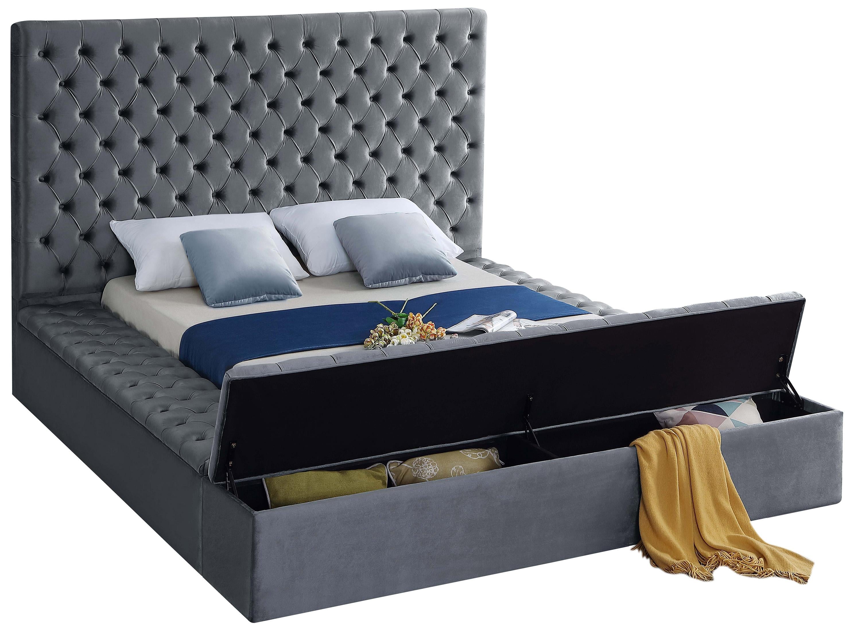 Bliss Grey Velvet Full Bed (3 Boxes) - Dream Decor