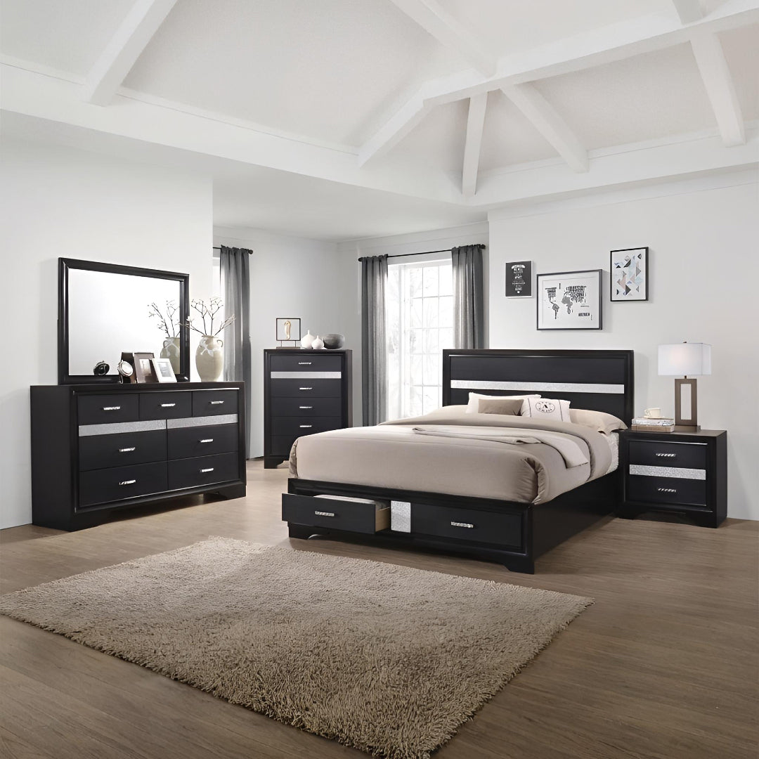 Miranda Black Platform Storage Bedroom
