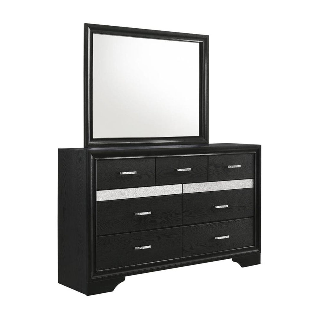 Dormitorio con plataforma de almacenamiento Miranda Black