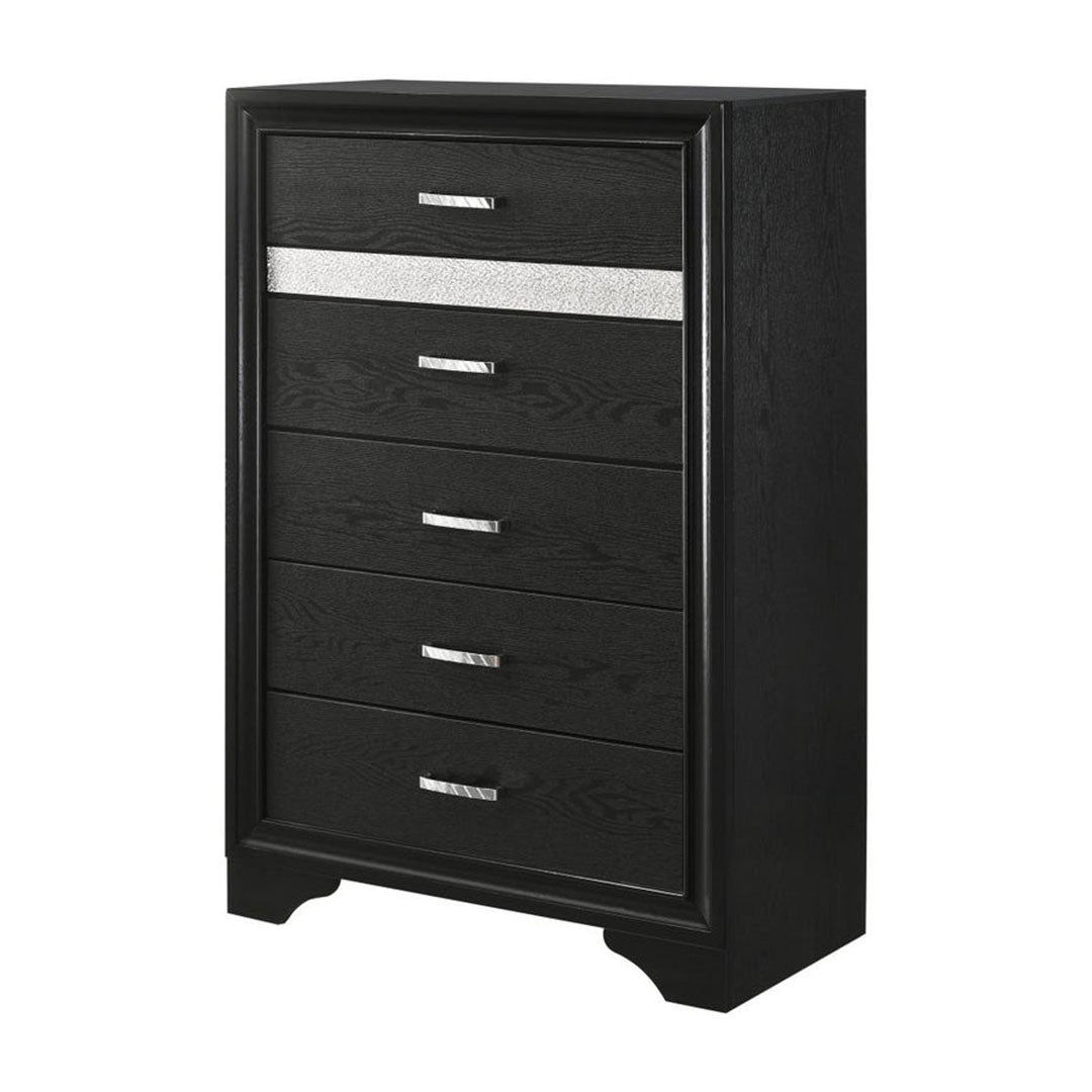 Dormitorio con plataforma de almacenamiento Miranda Black