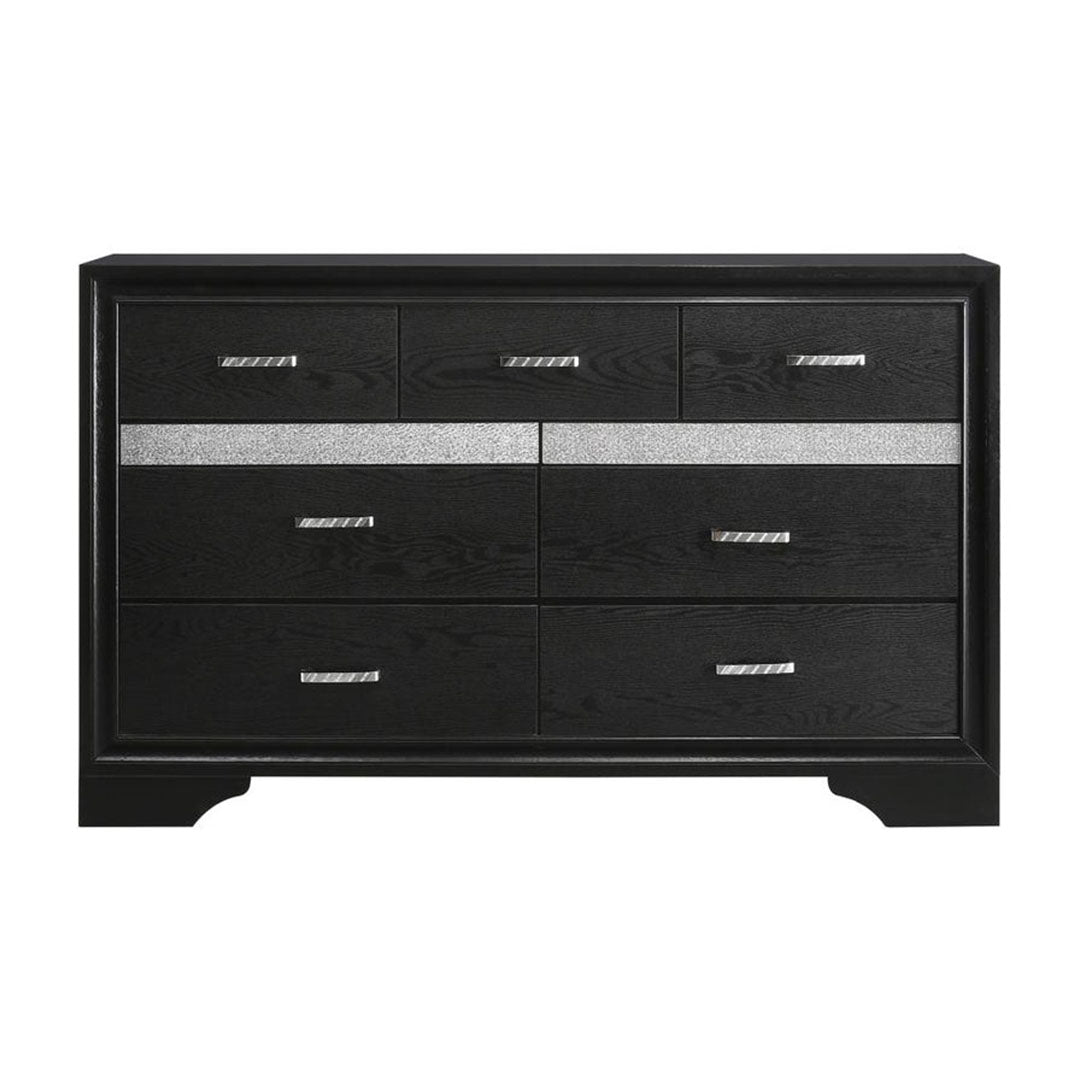 Dormitorio con plataforma de almacenamiento Miranda Black