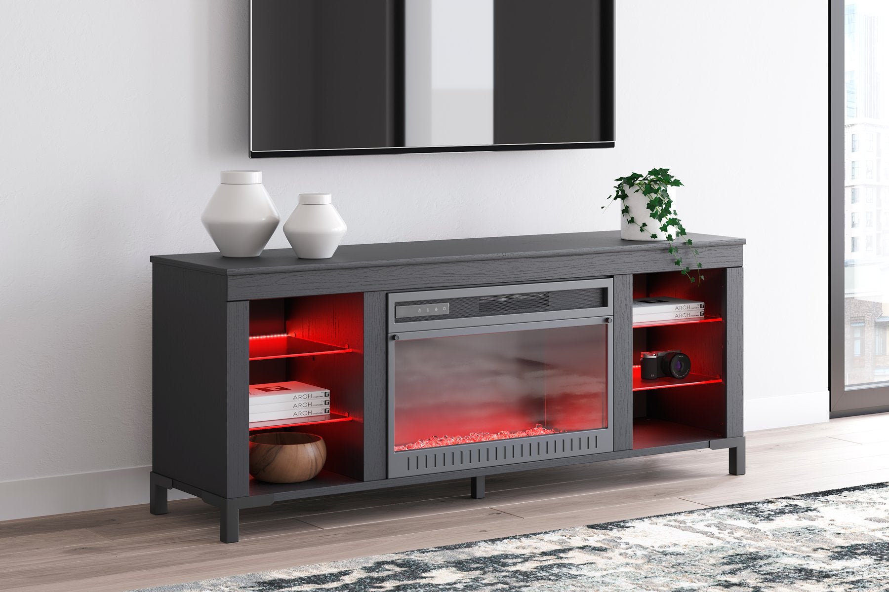 Cayberry 60" TV Stand with Electric Fireplace - Dream Decor