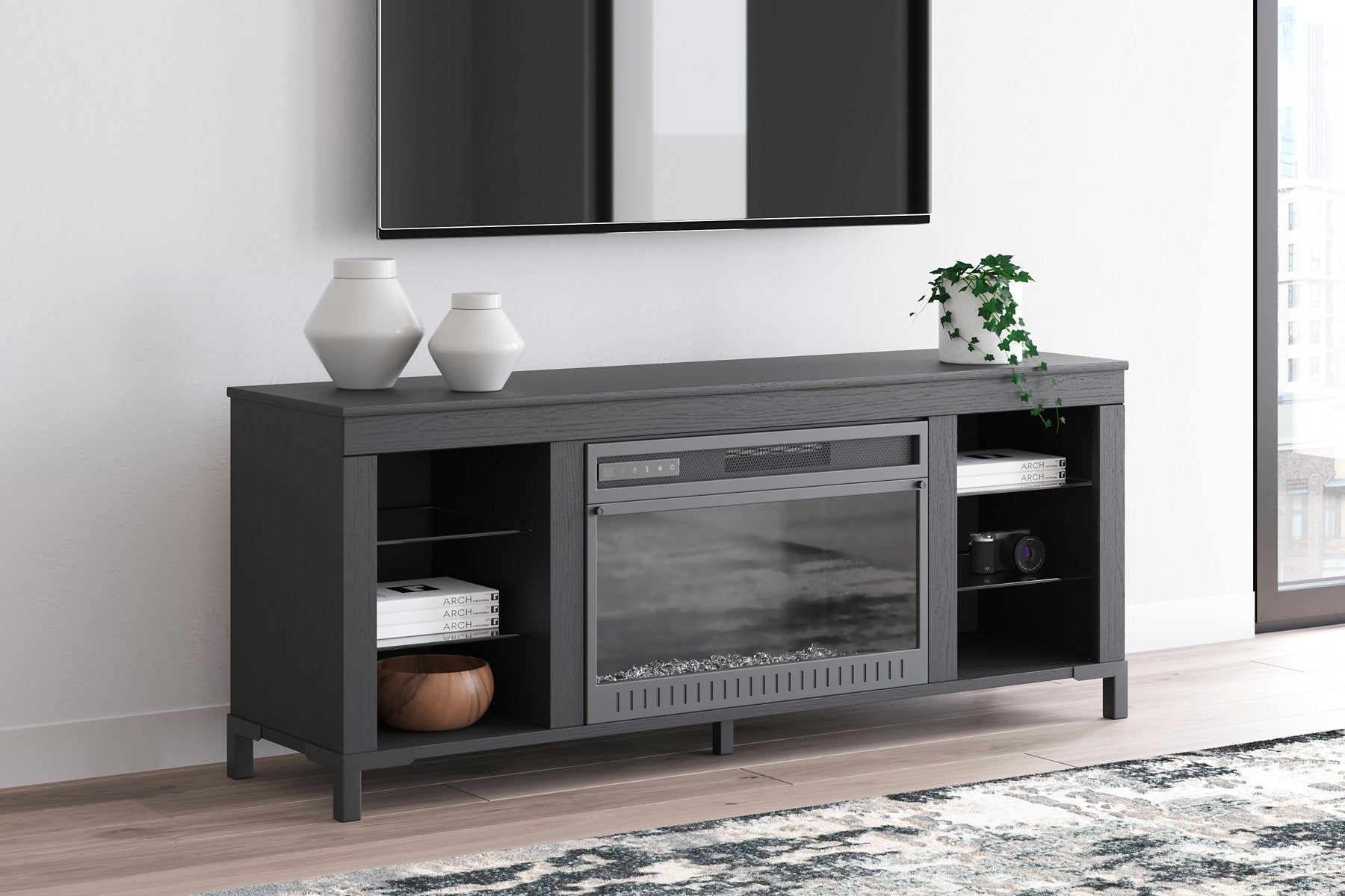 Cayberry 60" TV Stand with Electric Fireplace - Dream Decor