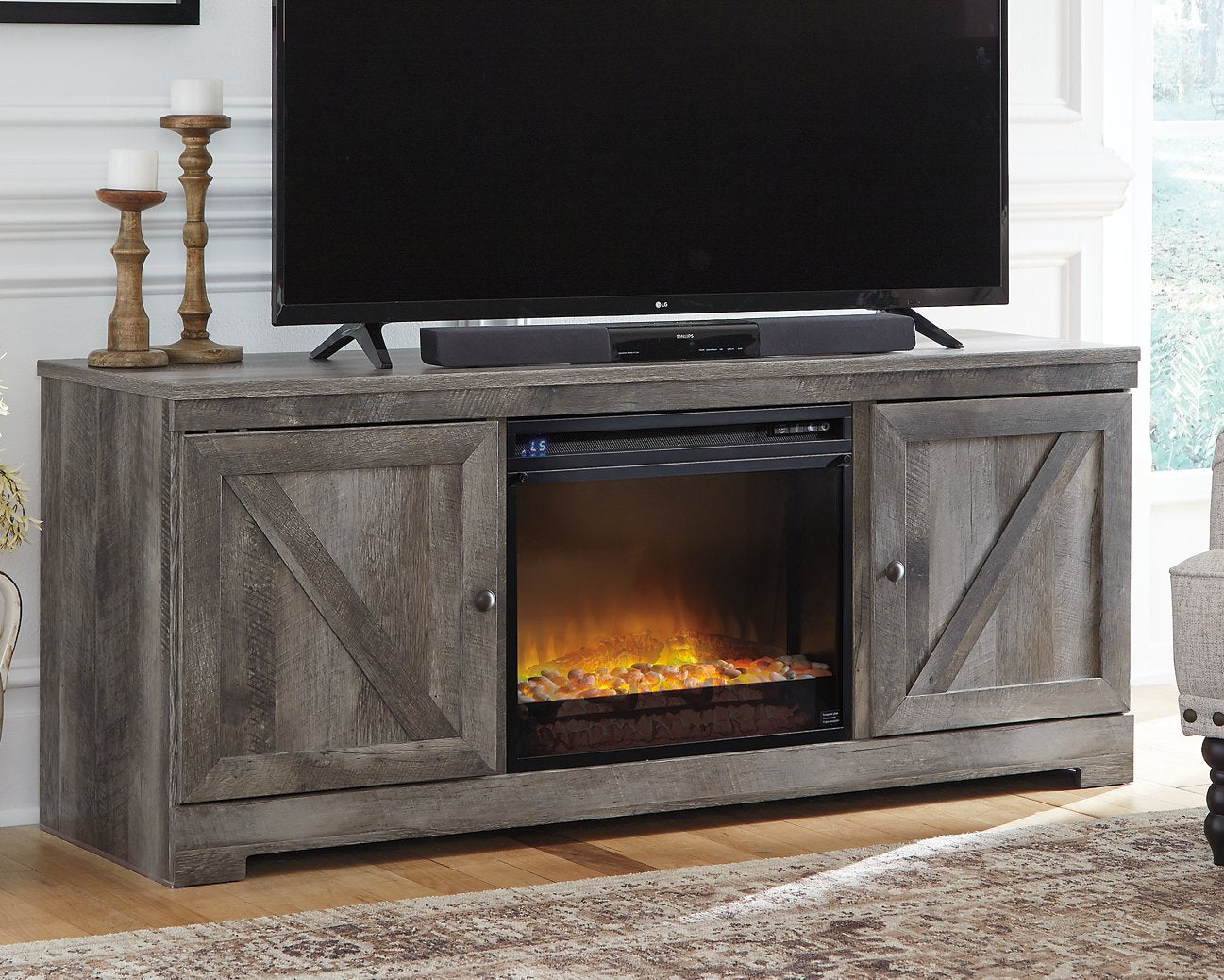 Wynnlow 63" TV Stand with Electric Fireplace - Dream Decor