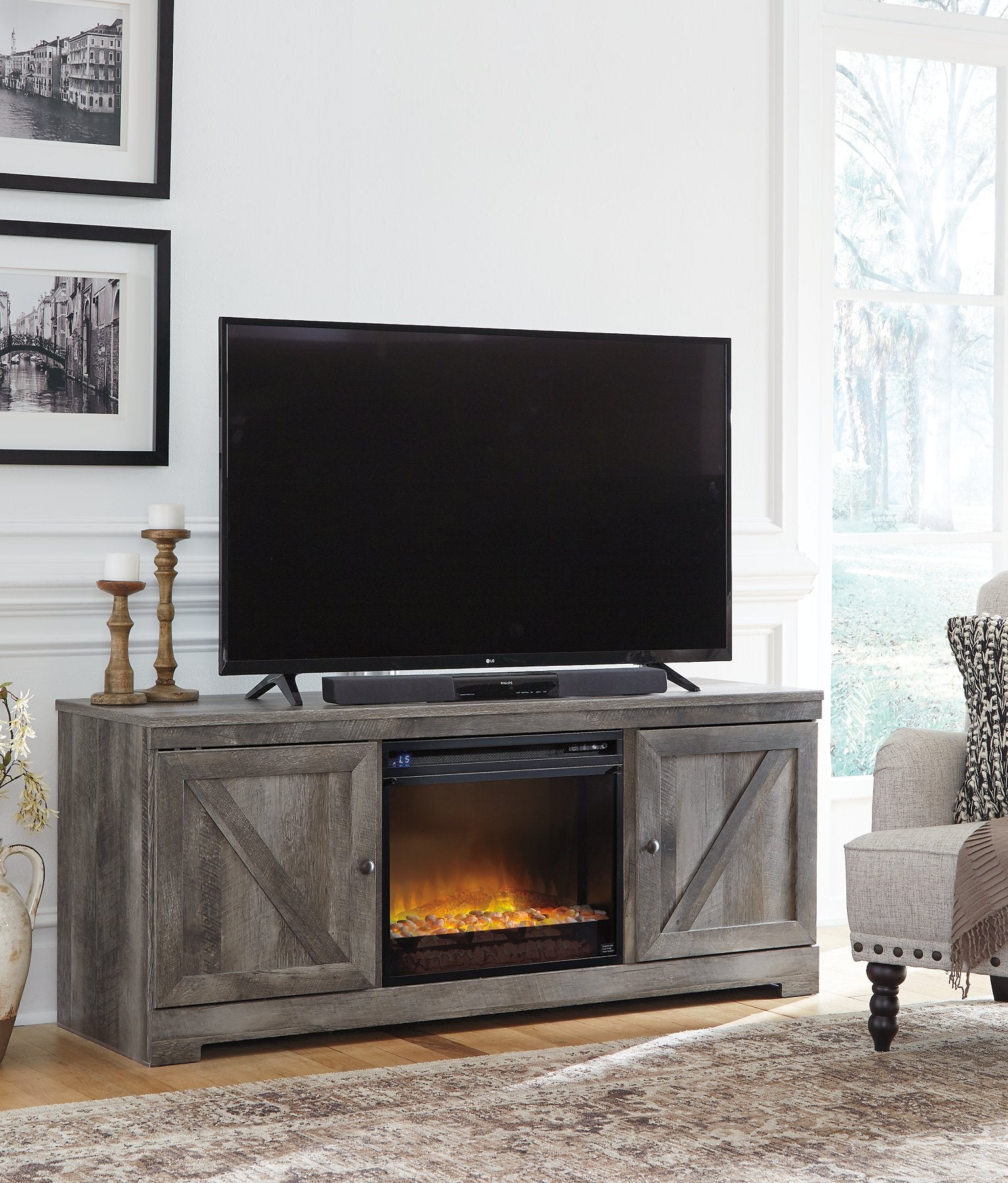 Wynnlow 63" TV Stand with Electric Fireplace - Dream Decor