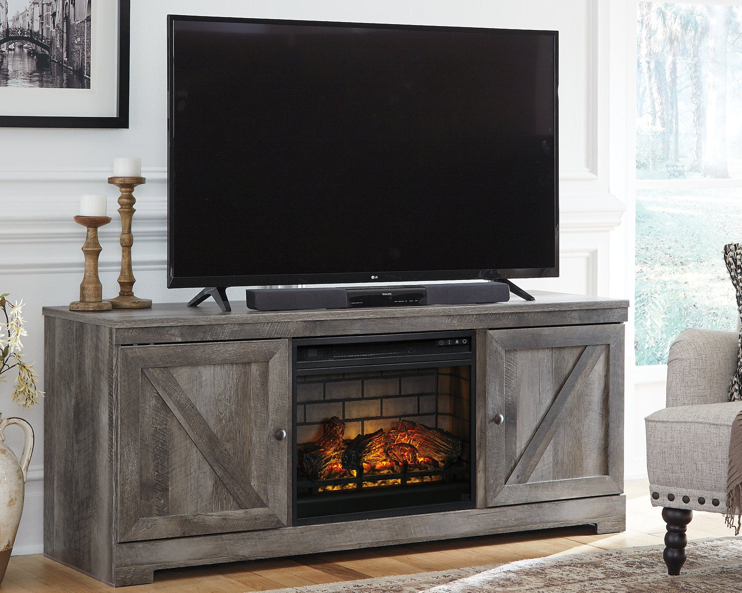 Wynnlow 63" TV Stand with Electric Fireplace - Dream Decor