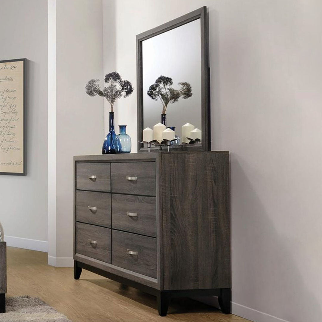 Watson 6-drawer Dresser Grey Oak and Black - Dream Decor
