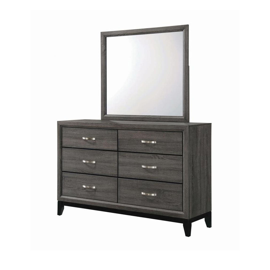 Watson 6-drawer Dresser Grey Oak and Black - Dream Decor