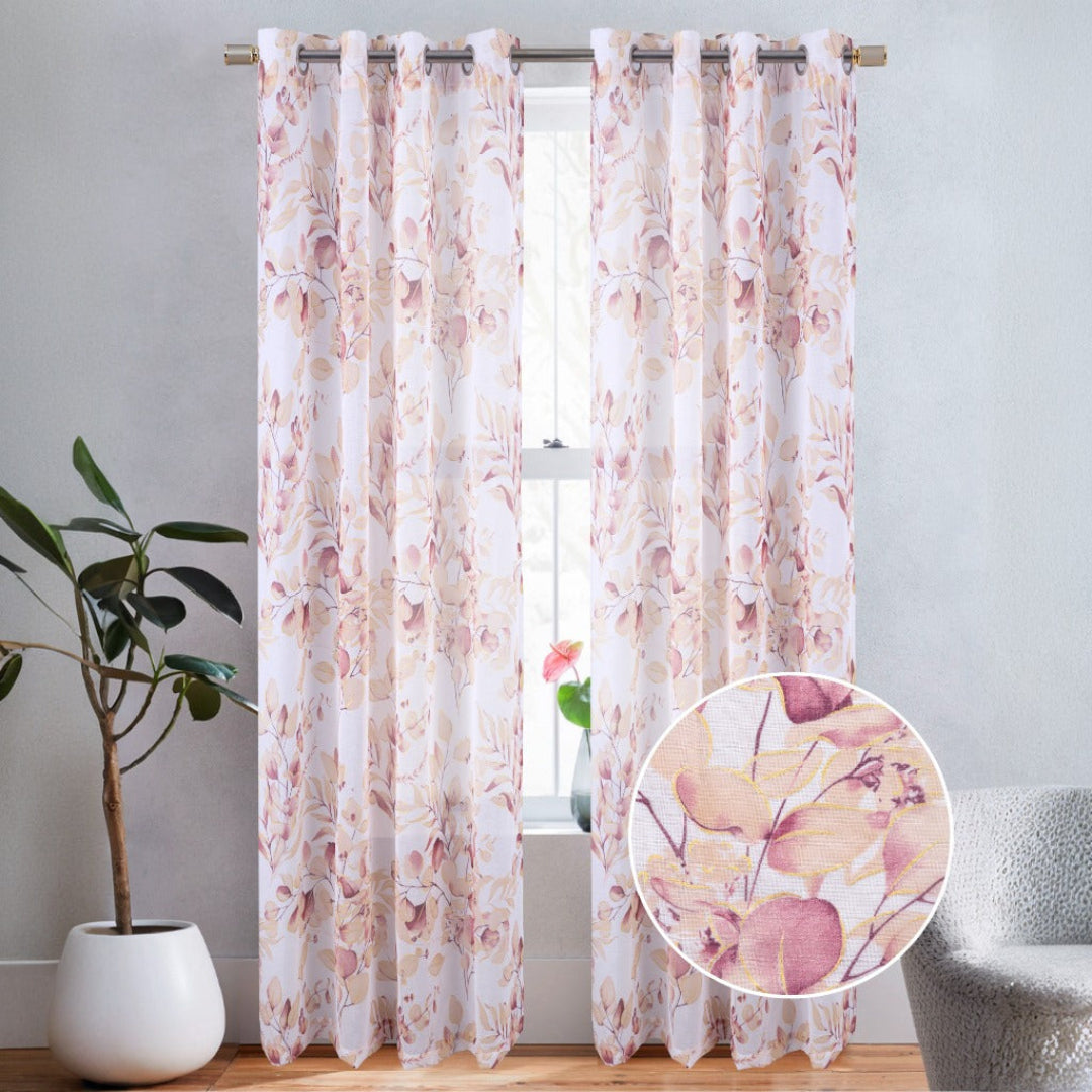 Alisa Metallic Botanical Print Grommet Panel