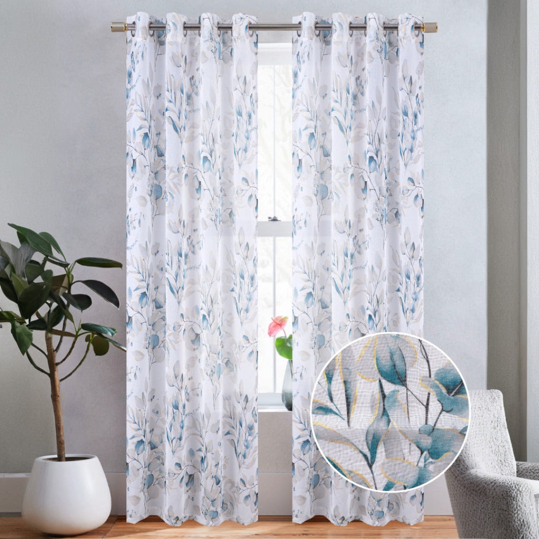 Alisa Metallic Botanical Print Grommet Panel