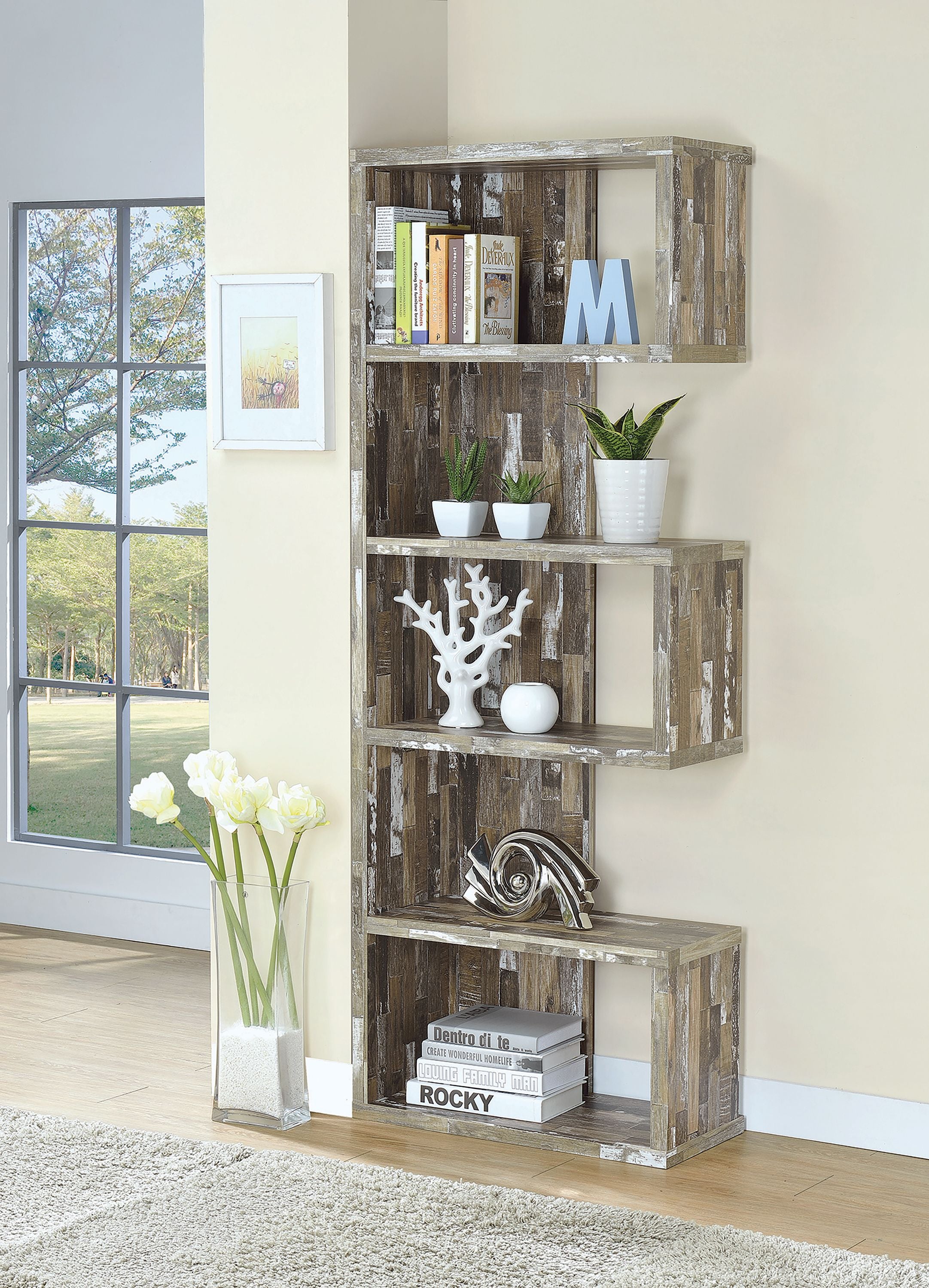 Stylish E-Shaped Coaster Bookcase