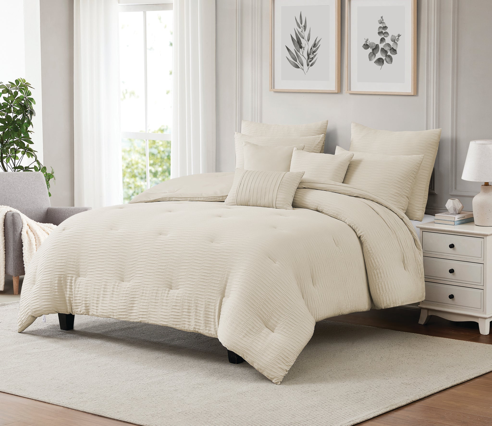 Bryce 8Pc Waffle Jacquard Comforter - Dream Decor