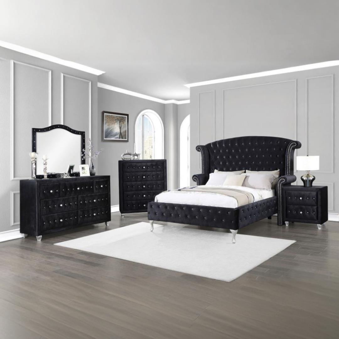 Deanna Upholstered Tufted Bedroom Black