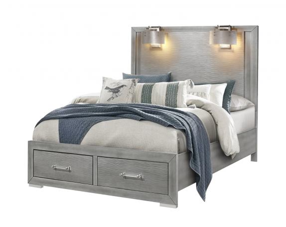 Tiffany Panel Bed With Lamps - Dream Decor