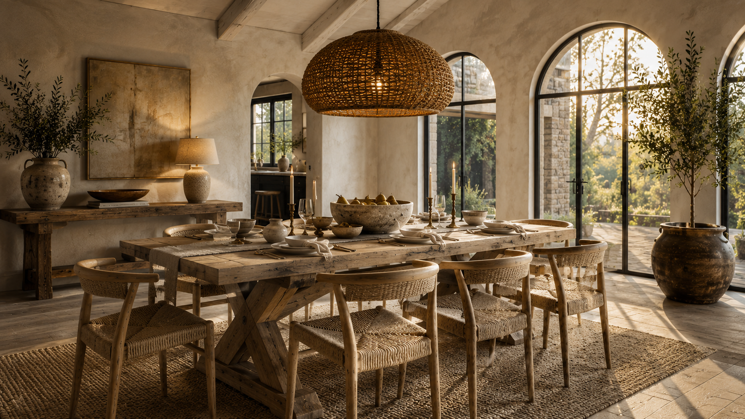 Rustic Farmhouse Dining Table Set for 6